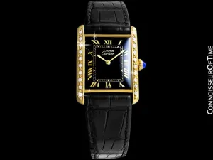 Cartier Vintage Mens Tank Mechanical Watch - Gold Vermeil, 18K Gold over Sterling Silver & Diamonds