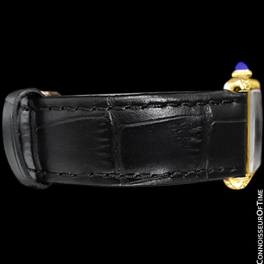 Cartier Vintage Mens Tank Mechanical Watch - Gold Vermeil, 18K Gold over Sterling Silver & Diamonds