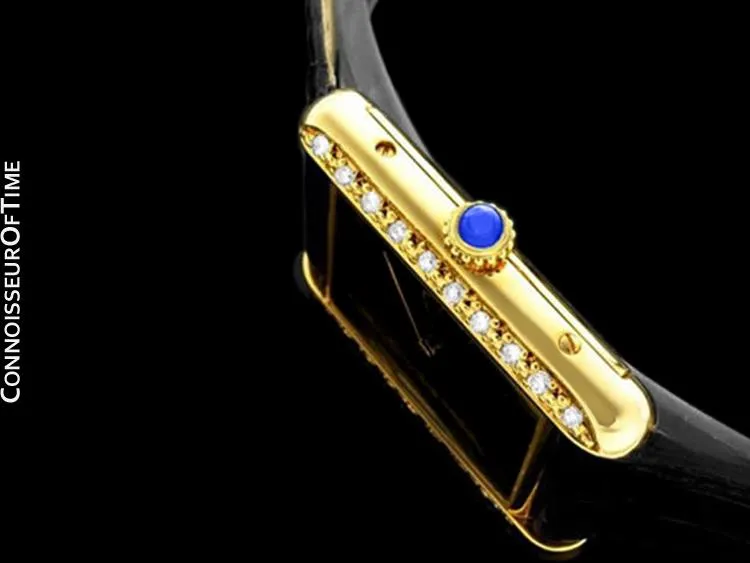 Cartier Vintage Mens Tank Mechanical Watch - Gold Vermeil, 18K Gold over Sterling Silver and Diamonds