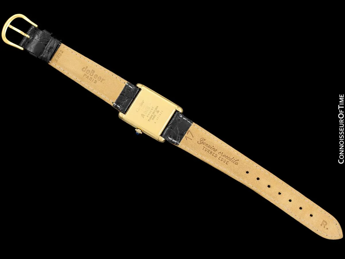Cartier Vintage Mens Tank Mechanical Watch - Gold Vermeil, 18K Gold over Sterling Silver - Box & Papers