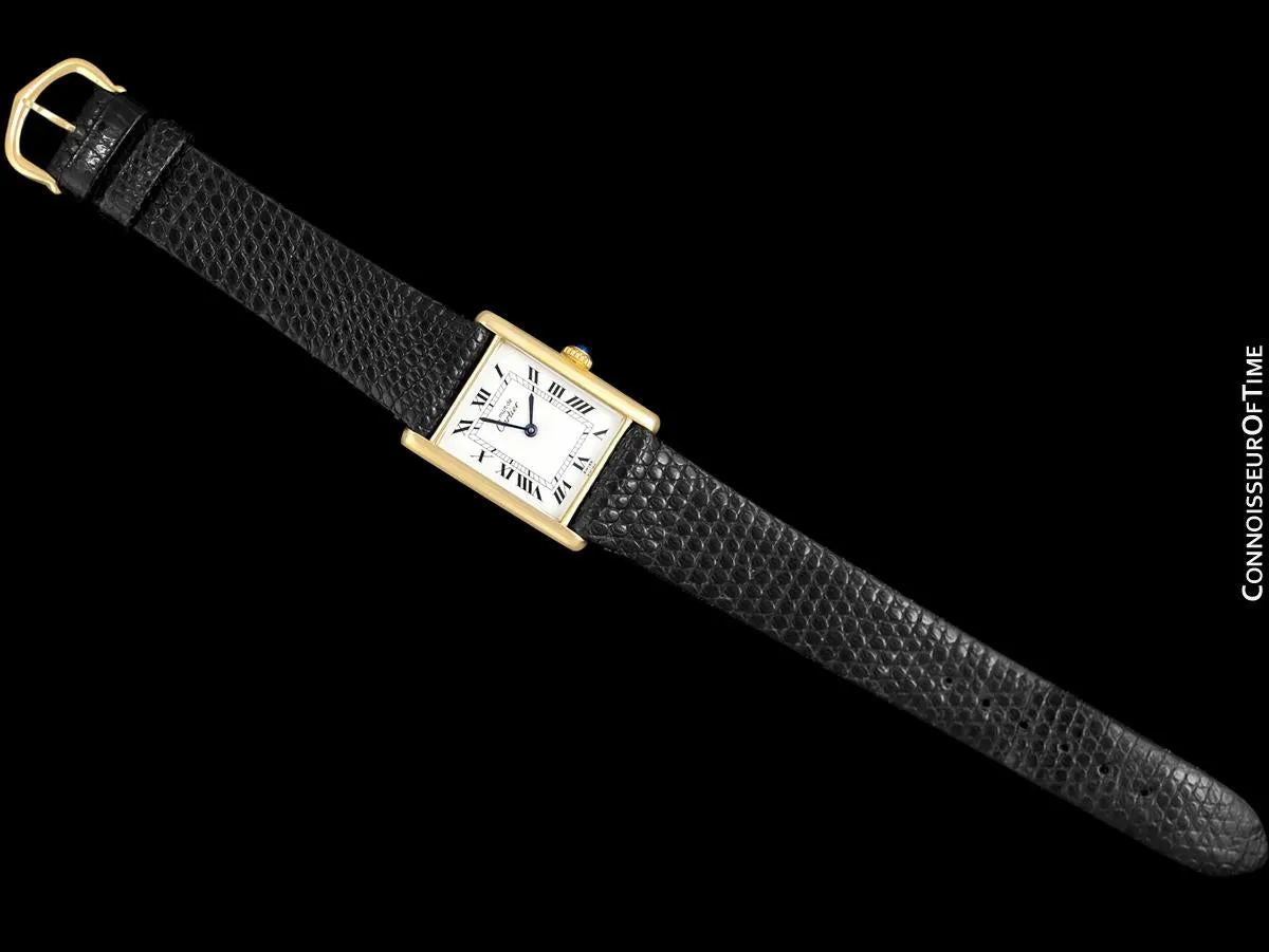 Cartier Vintage Mens Tank Mechanical Watch - Gold Vermeil, 18K Gold over Sterling Silver