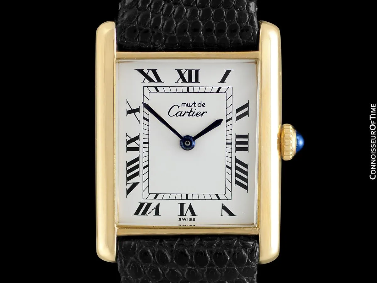 Cartier Vintage Mens Tank Mechanical Watch - Gold Vermeil, 18K Gold over Sterling Silver