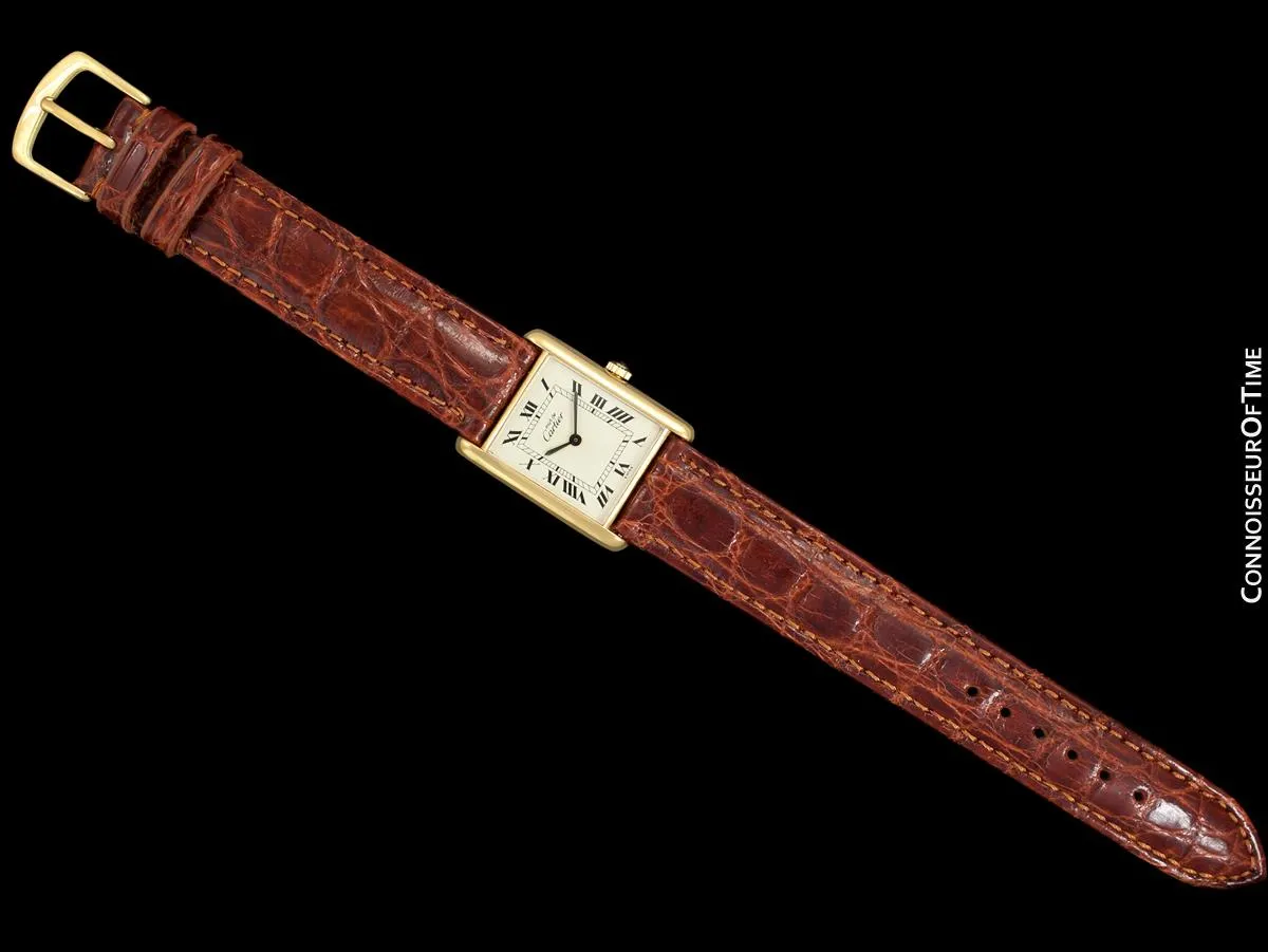 Cartier Vintage Mens Tank Mechanical Watch - Gold Vermeil, 18K Gold over Sterling Silver