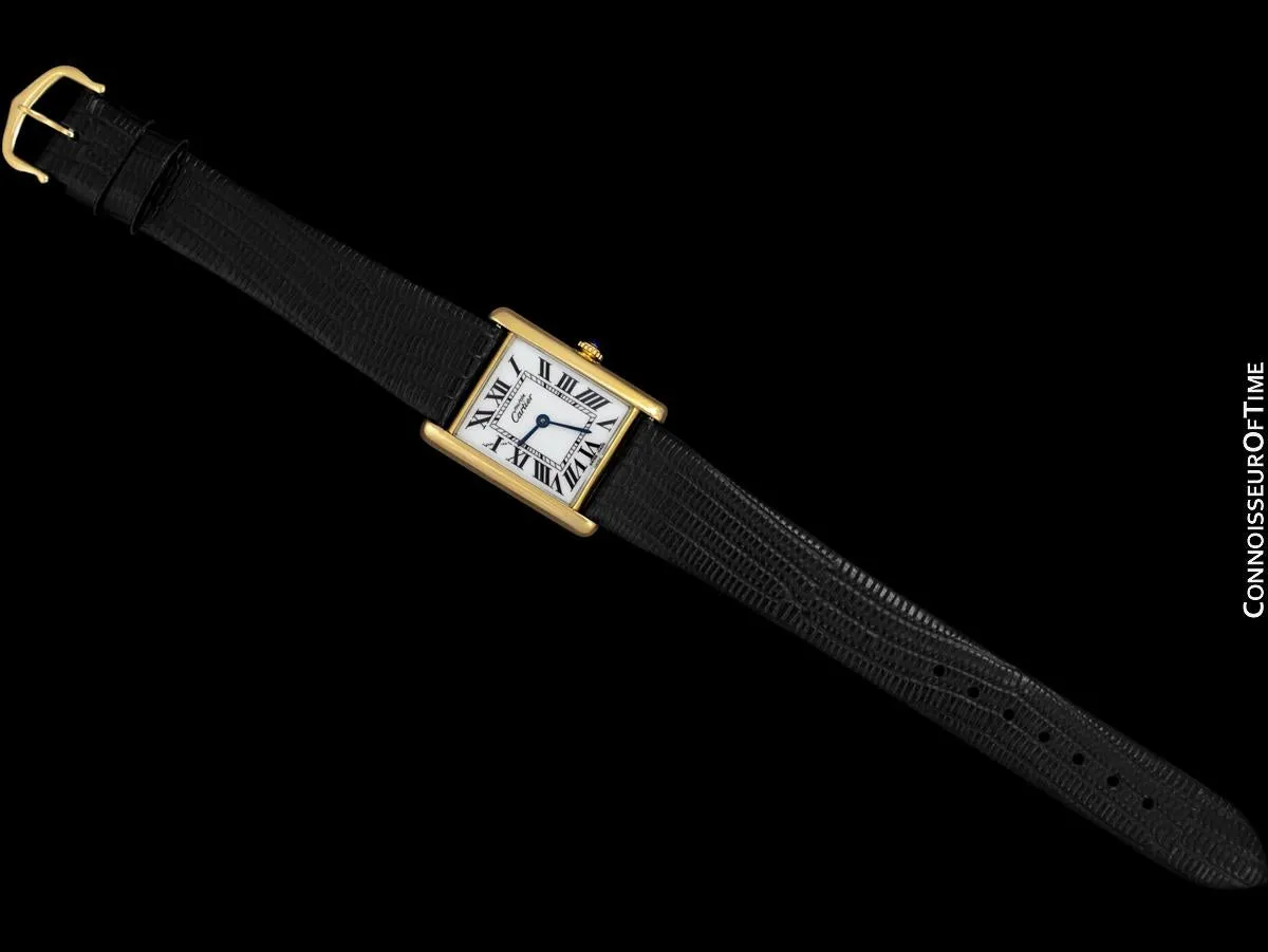 Cartier Vintage Mens Tank Mechanical Watch - Gold Vermeil, 18K Gold over Sterling Silver