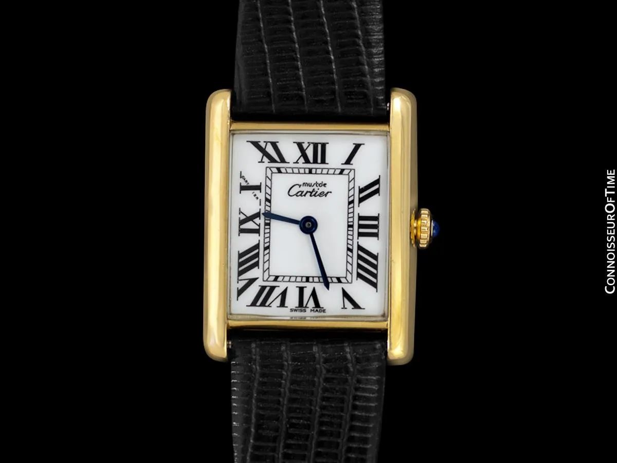 Cartier Vintage Mens Tank Mechanical Watch - Gold Vermeil, 18K Gold over Sterling Silver
