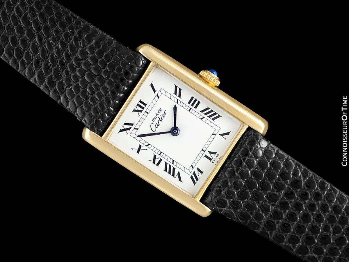 Cartier Vintage Mens Tank Mechanical Watch - Gold Vermeil, 18K Gold over Sterling Silver