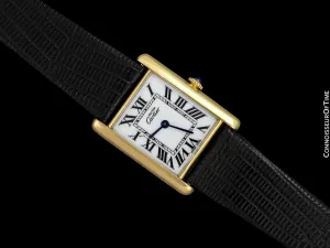 Cartier Vintage Mens Tank Mechanical Watch - Gold Vermeil, 18K Gold over Sterling Silver