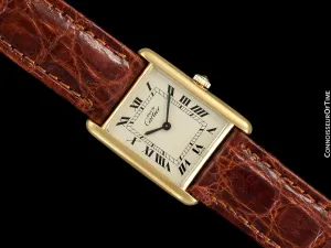 Cartier Vintage Mens Tank Mechanical Watch - Gold Vermeil, 18K Gold over Sterling Silver