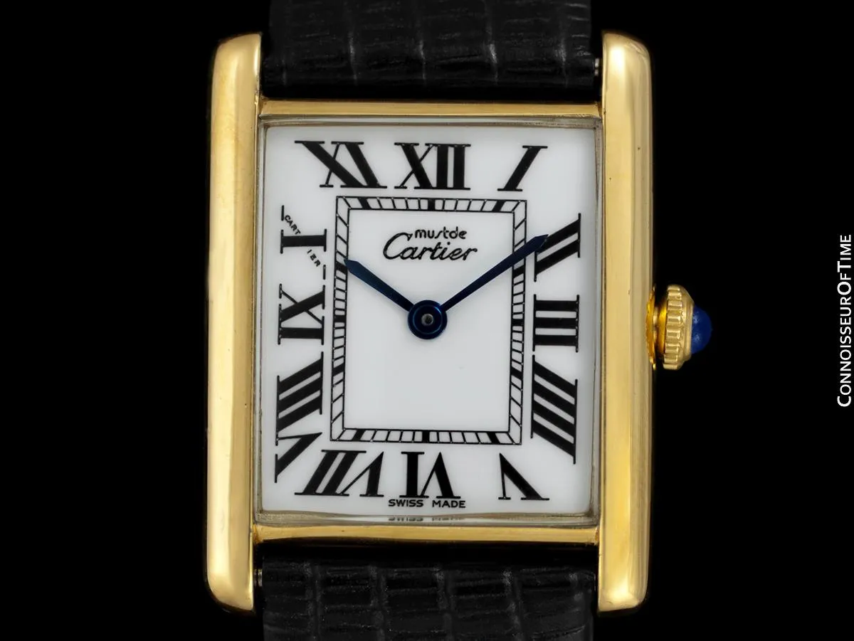 Cartier Vintage Mens Tank Mechanical Watch - Gold Vermeil, 18K Gold over Sterling Silver