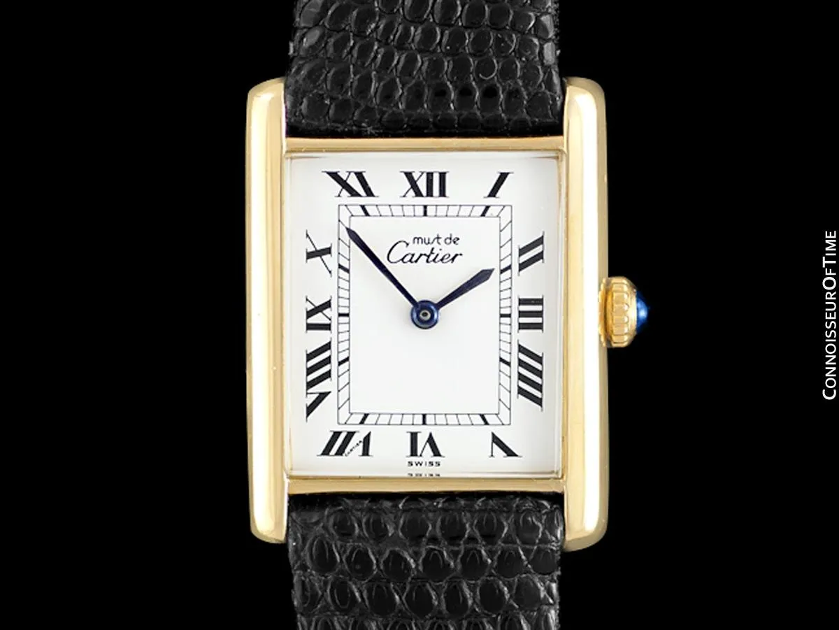 Cartier Vintage Mens Tank Mechanical Watch - Gold Vermeil, 18K Gold over Sterling Silver
