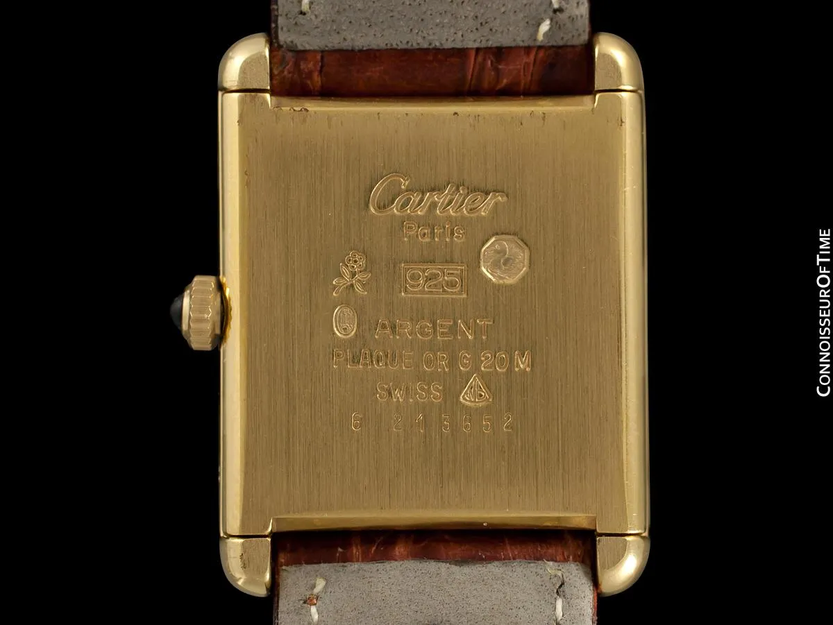 Cartier Vintage Mens Tank Mechanical Watch - Gold Vermeil, 18K Gold over Sterling Silver
