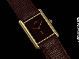 Cartier Vintage Mens Tank Watch - Gold Vermeil, 18K Gold over Sterling Silver