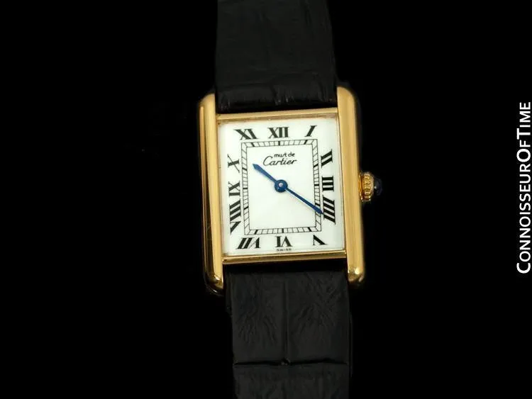 Cartier Vintage Mens Tank Watch - Gold Vermeil, 18K Gold over Sterling Silver