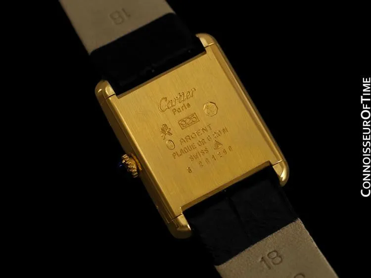 Cartier Vintage Mens Tank Watch - Gold Vermeil, 18K Gold over Sterling Silver