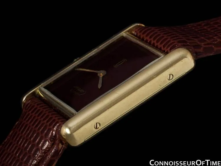 Cartier Vintage Mens Tank Watch - Gold Vermeil, 18K Gold over Sterling Silver