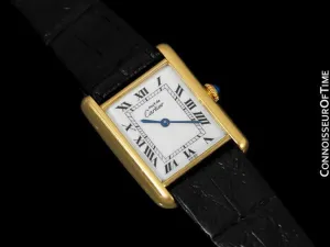 Cartier Vintage Mens Tank Watch - Gold Vermeil, 18K Gold over Sterling Silver