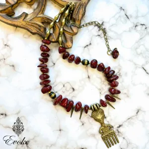 Cherry Red Chrysocolla Necklace with African Goddess Pendant