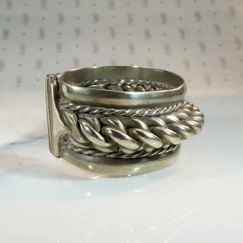 Chunky Twisted White Brass Cuff Bracelet
