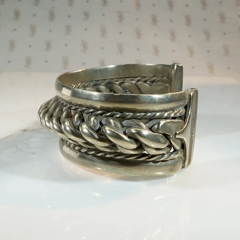 Chunky Twisted White Brass Cuff Bracelet
