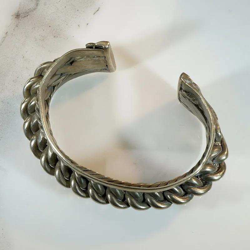 Chunky Twisted White Brass Cuff Bracelet