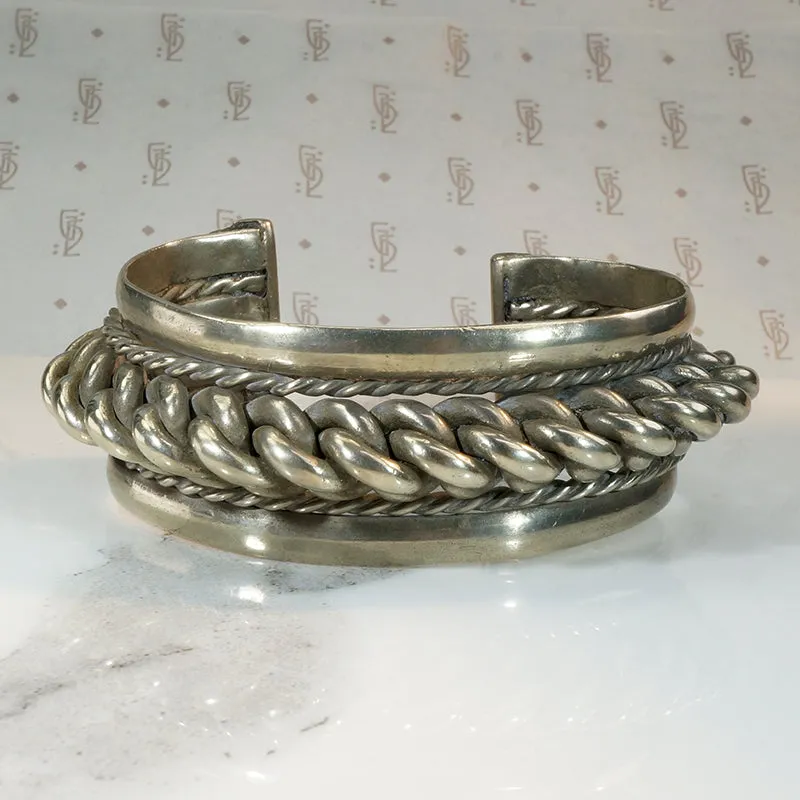 Chunky Twisted White Brass Cuff Bracelet