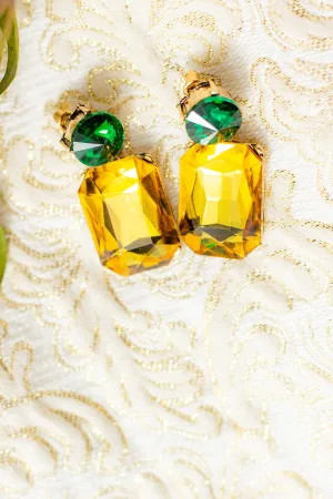 Circle Oblong Jewel Dangle Earrings
