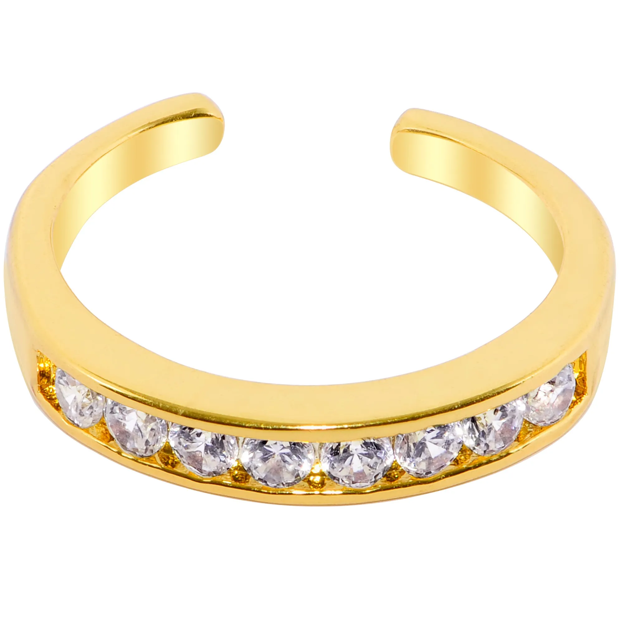 Clear CZ Gem Gold Tone Summer Bling Toe Ring