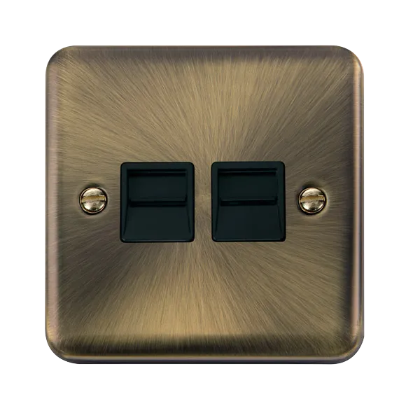 Click Deco Plus DPAB121BK Twin Master Telephone Outlet - Antique Brass (Black)