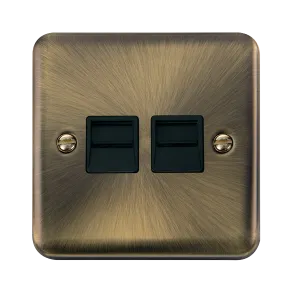 Click Deco Plus DPAB121BK Twin Master Telephone Outlet - Antique Brass (Black)