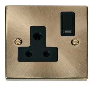Click Deco VPAB034BK Victorian 15A Round Pin Socket Outlet - Antique Brass (Black)