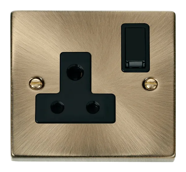 Click Deco VPAB034BK Victorian 15A Round Pin Socket Outlet - Antique Brass (Black)