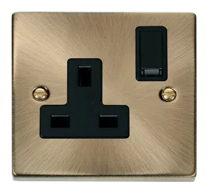 Click Deco VPAB035BK Victorian 13A 1G DP Switched Socket - Antique Brass (Black)