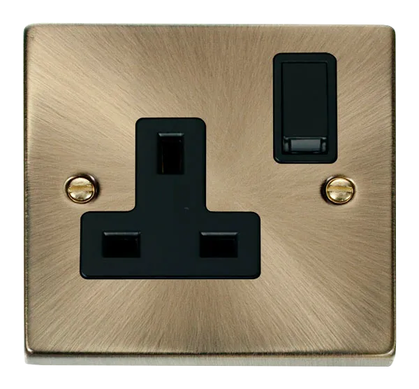 Click Deco VPAB035BK Victorian 13A 1G DP Switched Socket - Antique Brass (Black)