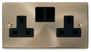 Click Deco VPAB037BK Victorian 13A 2G DP Switched Socket (Clean Earth) - Antique Brass (Black)