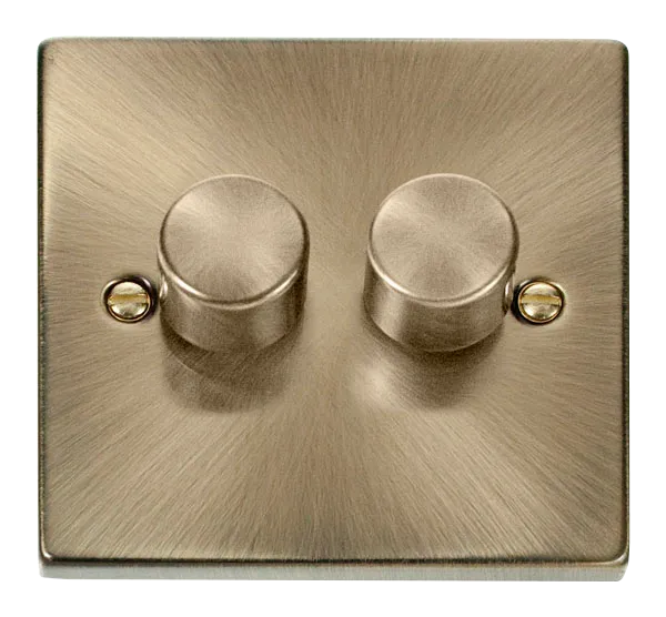 Click Deco VPAB146 Victorian 2-Gang 2-Way 400Va LV Dimmer Switch - Antique Brass