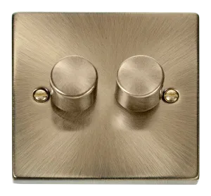 Click Deco VPAB146 Victorian 2-Gang 2-Way 400Va LV Dimmer Switch - Antique Brass