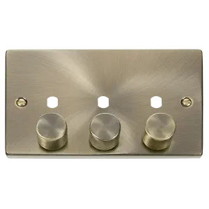 Click Deco VPAB153PL Victorian 3G Unfurnished Dimmer Plate & Knobs (1200W Max) - Antique Brass