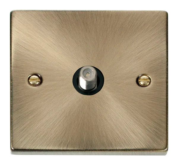 Click Deco VPAB156BK Victorian Single Satellite Outlet (Non-Isolated) - Antique Brass (Black)