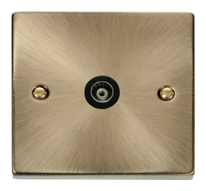 Click Deco VPAB158BK Victorian Single Co-Axial Outlet (Isolated) - Antique Brass (Black)