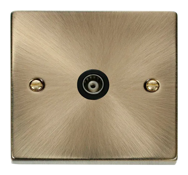 Click Deco VPAB158BK Victorian Single Co-Axial Outlet (Isolated) - Antique Brass (Black)