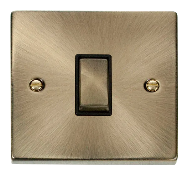 Click Deco VPAB411BK Victorian 10AX Ingot 1-Gang 2-Way Plate Switch - Antique Brass (Black)