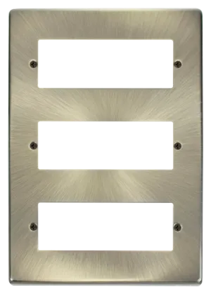 Click Deco VPAB518 Victorian 3 Tier MiniGrid Unfurnished Front Plate (18 Apertures) - Antique Brass