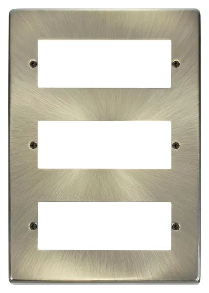Click Deco VPAB518 Victorian 3 Tier MiniGrid Unfurnished Front Plate (18 Apertures) - Antique Brass