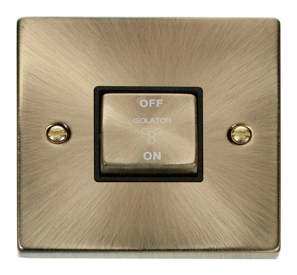 Click Deco VPAB520BK Victorian 10A Ingot 3 Pole Fan Isolation Plate Switch - Antique Brass (Black)