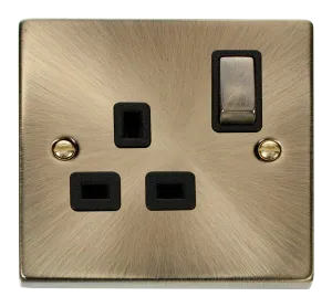 Click Deco VPAB535BK Victorian 13A Ingot 1G DP Switched Socket - Antique Brass (Black)