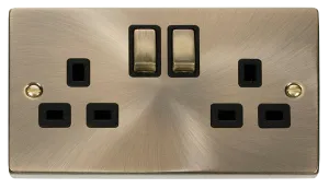 Click Deco VPAB536BK Victorian 13A Ingot 2G DP Switched Socket - Antique Brass (Black)