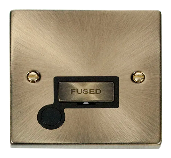 Click Deco VPAB550BK Victorian 13A Ingot Fused Spur   Flex Outlet - Antique Brass (Black)