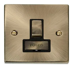 Click Deco VPAB751BK Victorian 13A Ingot DP Switched Fused Spur - Antique Brass (Black)