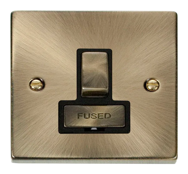 Click Deco VPAB751BK Victorian 13A Ingot DP Switched Fused Spur - Antique Brass (Black)