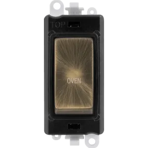 Click GridPro GM2018BKAB-OV 20AX Double Pole Switch Module printed "Oven" - Antique Brass (Black)